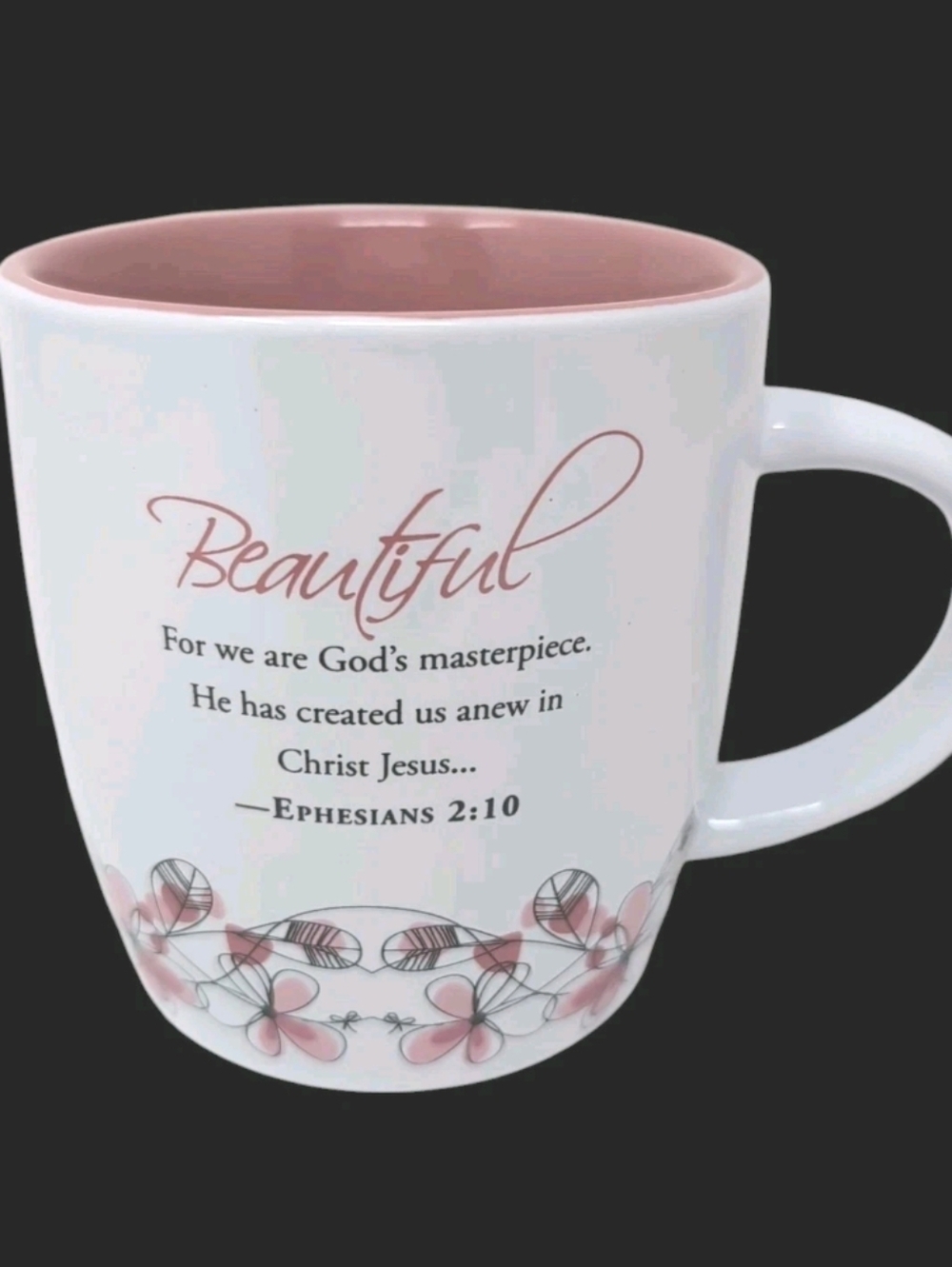 Christian Lighthouse Coffee Mug Ephesians 2:10 BEAUTIFUL‎ Scripture White Pink